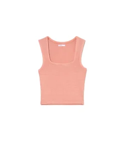 Clearance Cropp Koszulka z kwadratowym dekoltem różowy