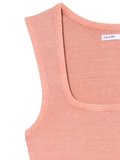 Clearance Cropp Koszulka z kwadratowym dekoltem różowy