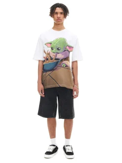 Online Cropp Koszulka z nadrukiem Baby Yoda biały