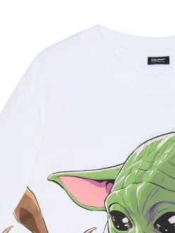 Online Cropp Koszulka z nadrukiem Baby Yoda biały