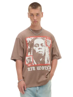 Sale Cropp Koszulka z nadrukiem Lil Wayne beżowy
