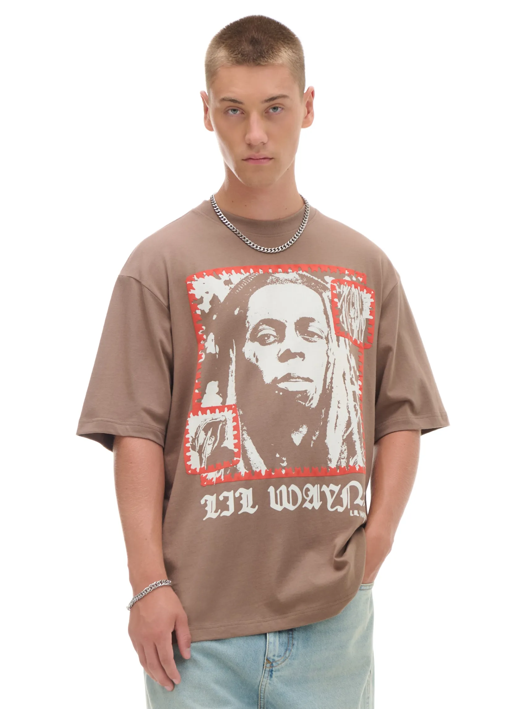 Sale Cropp Koszulka z nadrukiem Lil Wayne beżowy