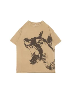 New Cropp Koszulka z nadrukiem psa UNISEX brązowy