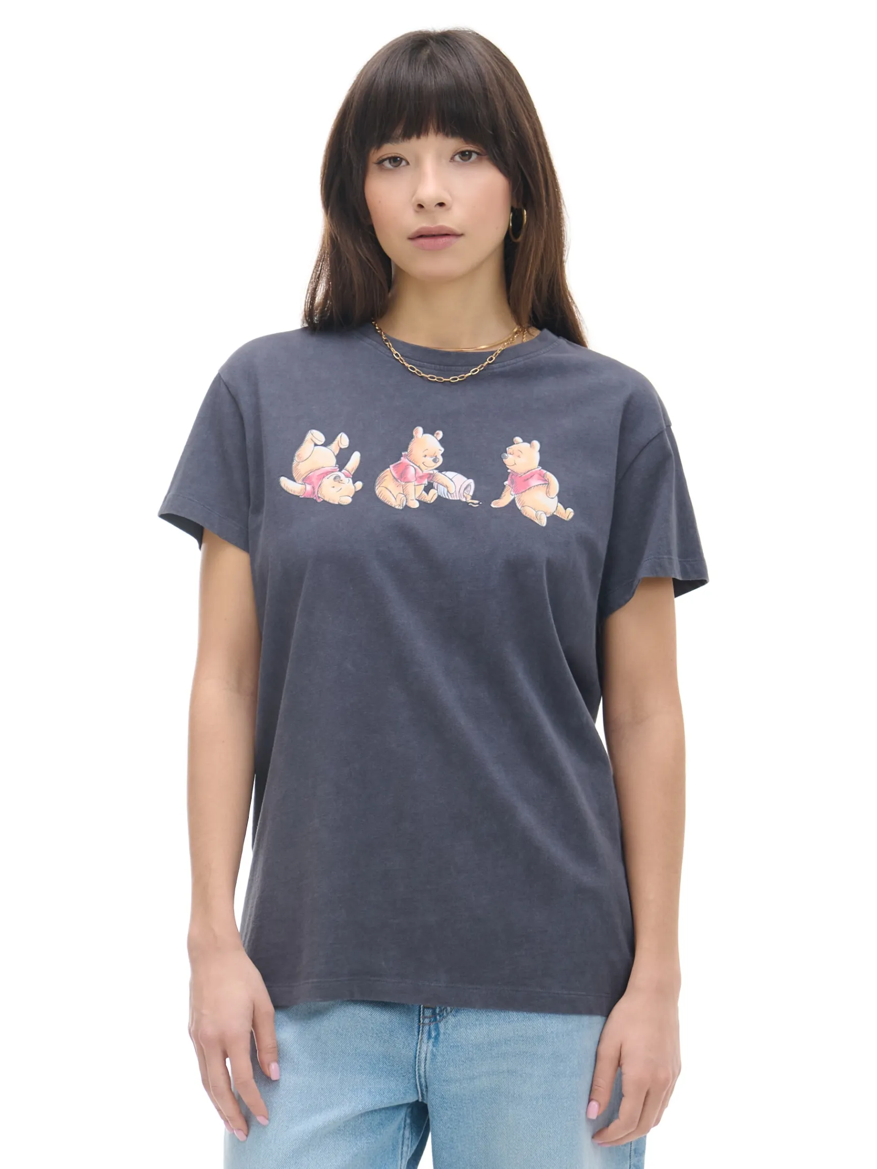 Discount Cropp Koszulka z nadrukiem Winnie The Pooh szary
