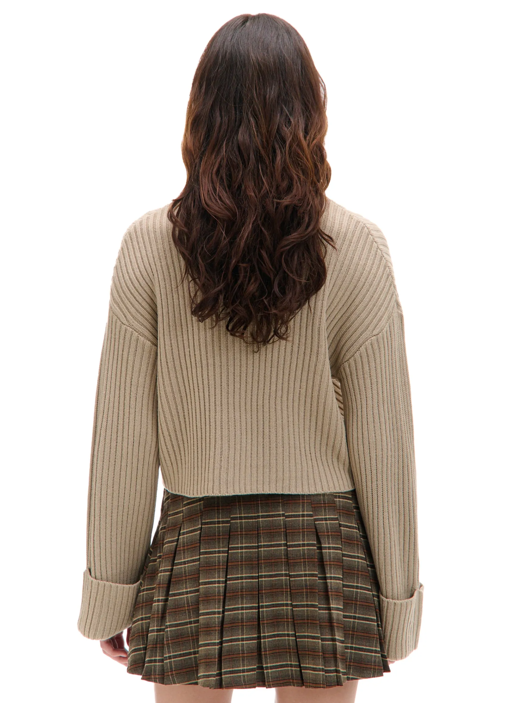 Fashion Cropp Kraciasta spódnica mini w stylu retro beżowy