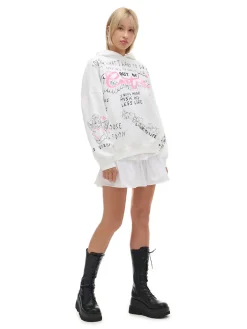 Fashion Cropp Kremowa bluza oversize z nadrukiem UNISEX kremowy