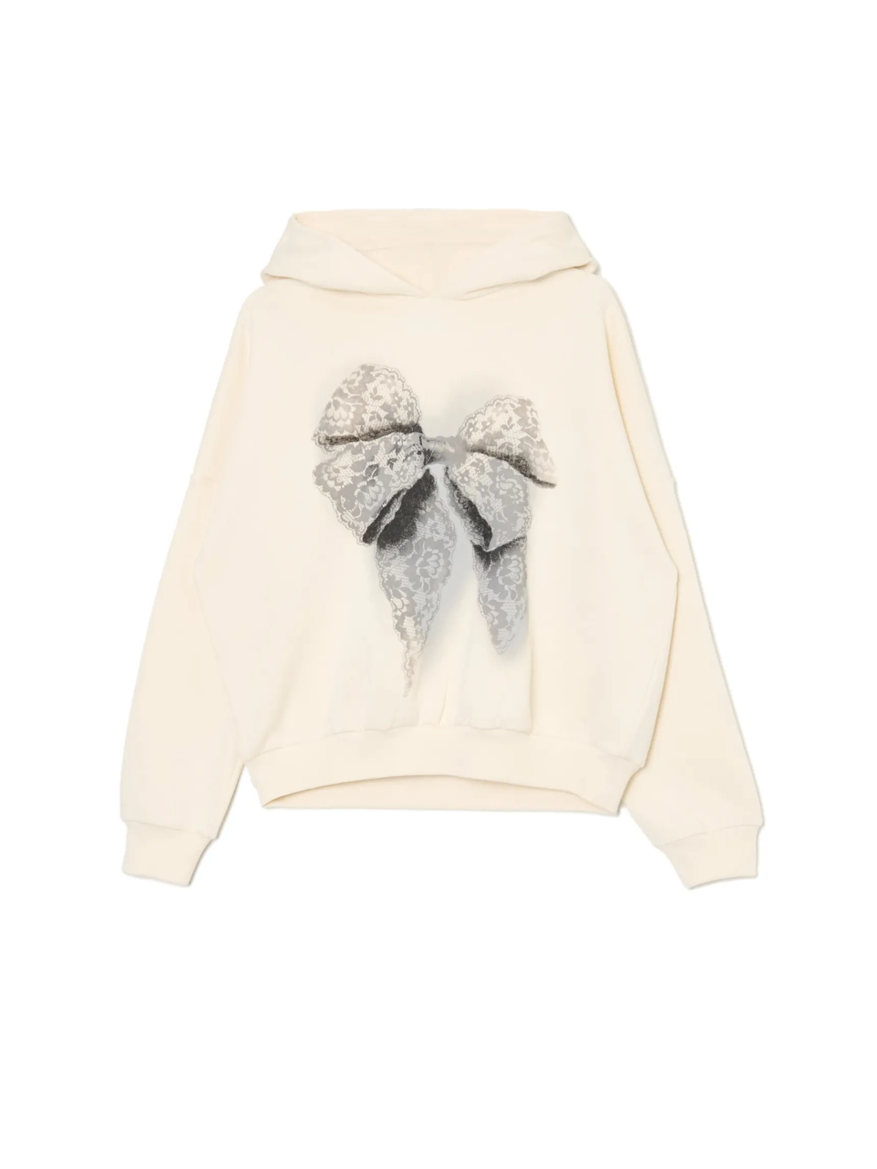 Clearance Cropp Kremowa bluza z kapturem i nadrukiem kremowy