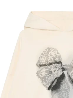Clearance Cropp Kremowa bluza z kapturem i nadrukiem kremowy