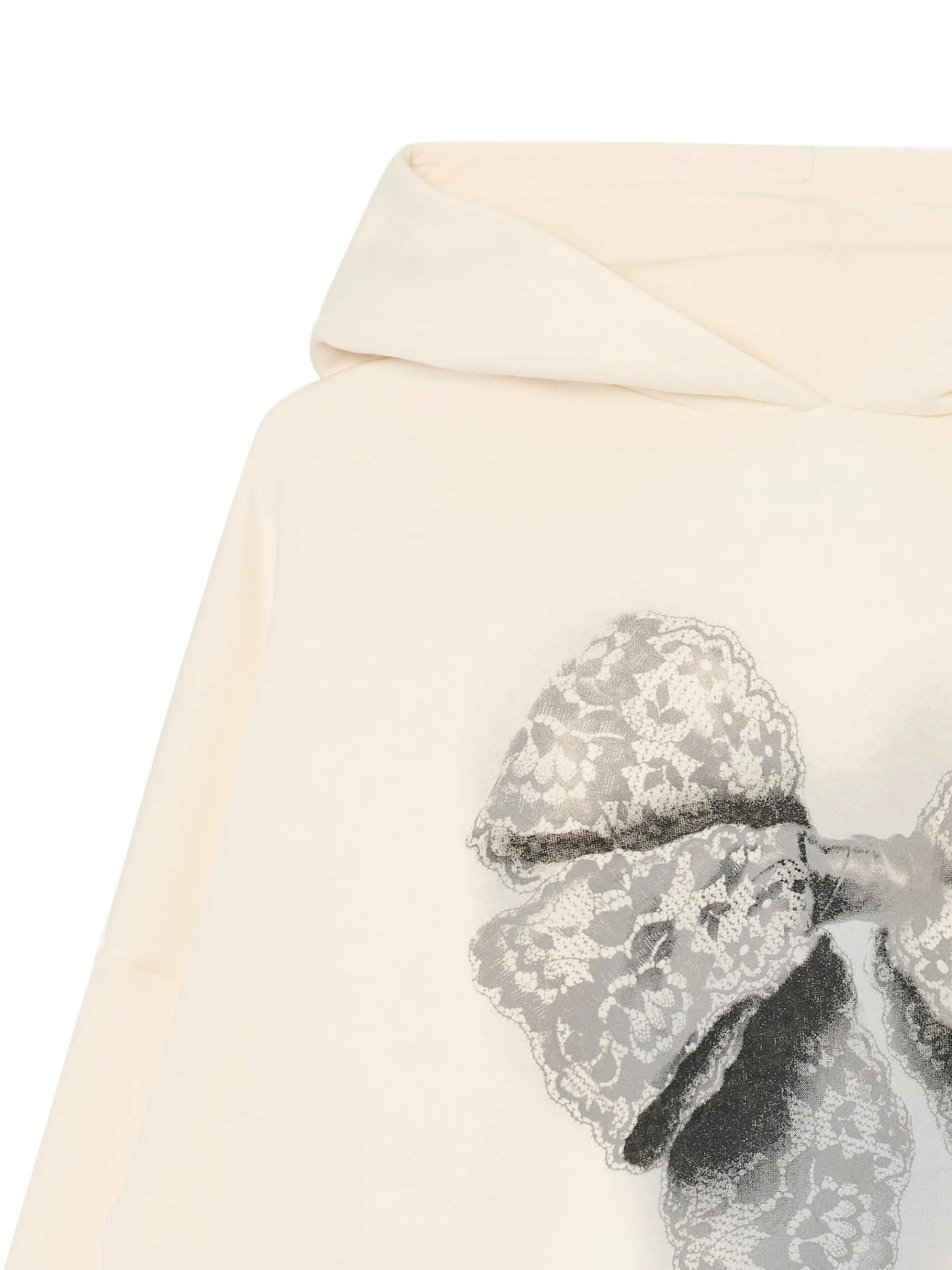 Clearance Cropp Kremowa bluza z kapturem i nadrukiem kremowy