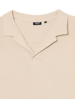 Clearance Cropp Kremowa gładka koszulka polo kremowy