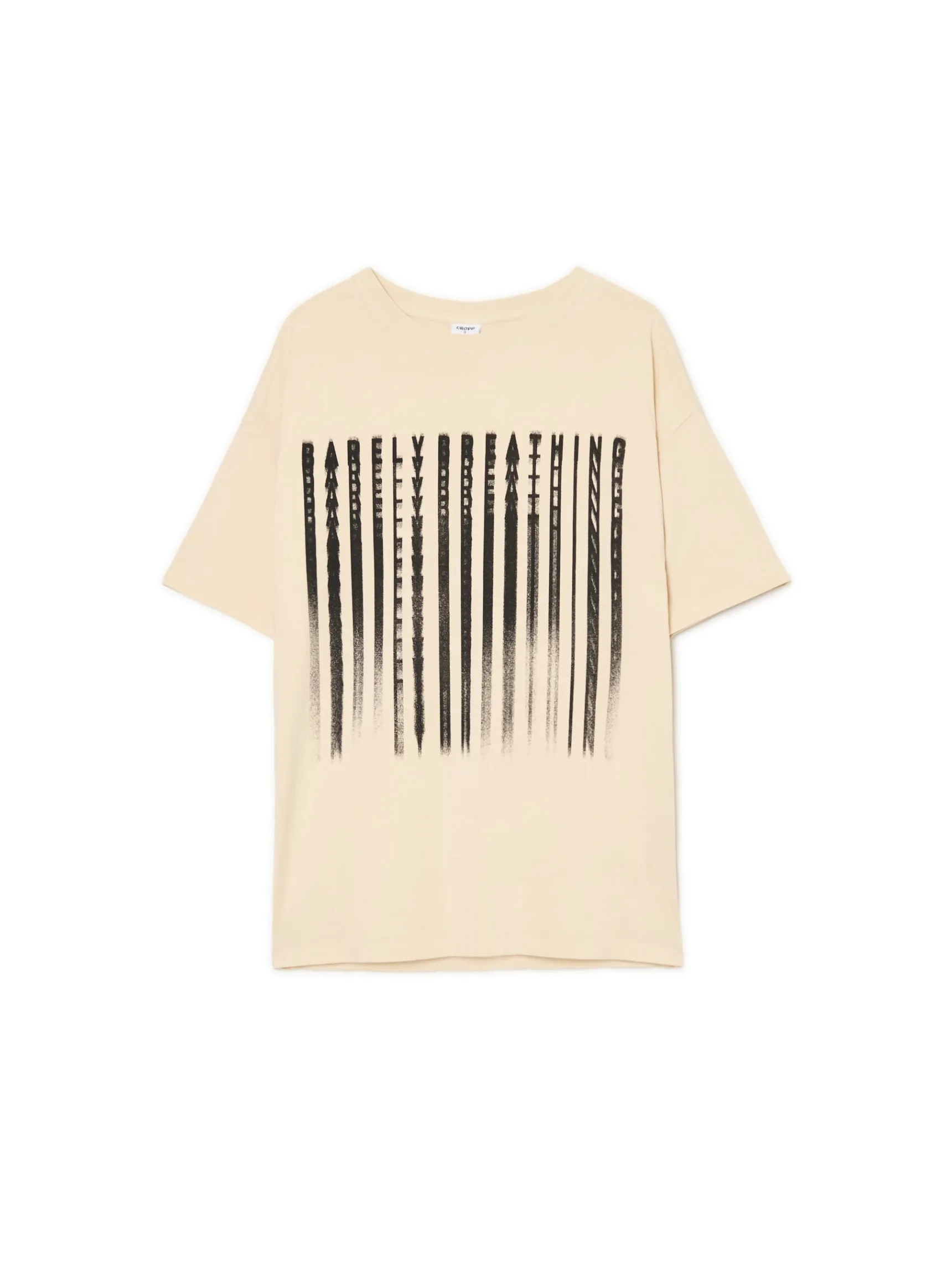 Fashion Cropp Kremowa koszulka oversize z nadrukiem kremowy