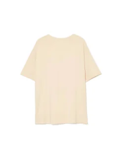 Fashion Cropp Kremowa koszulka oversize z nadrukiem kremowy