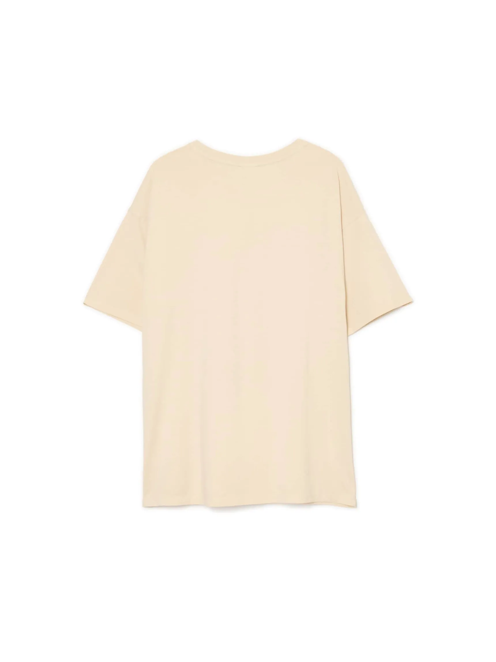 Fashion Cropp Kremowa koszulka oversize z nadrukiem kremowy