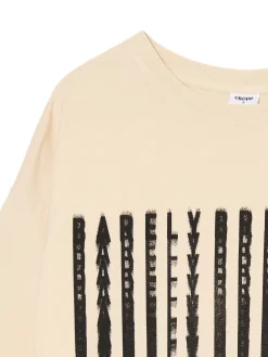 Fashion Cropp Kremowa koszulka oversize z nadrukiem kremowy