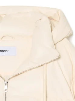 Best Cropp Kremowa kurtka puffer z kapturem kremowy