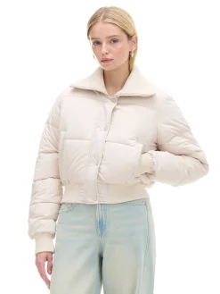 Fashion Cropp Kremowa pikowana kurtka bomber kremowy