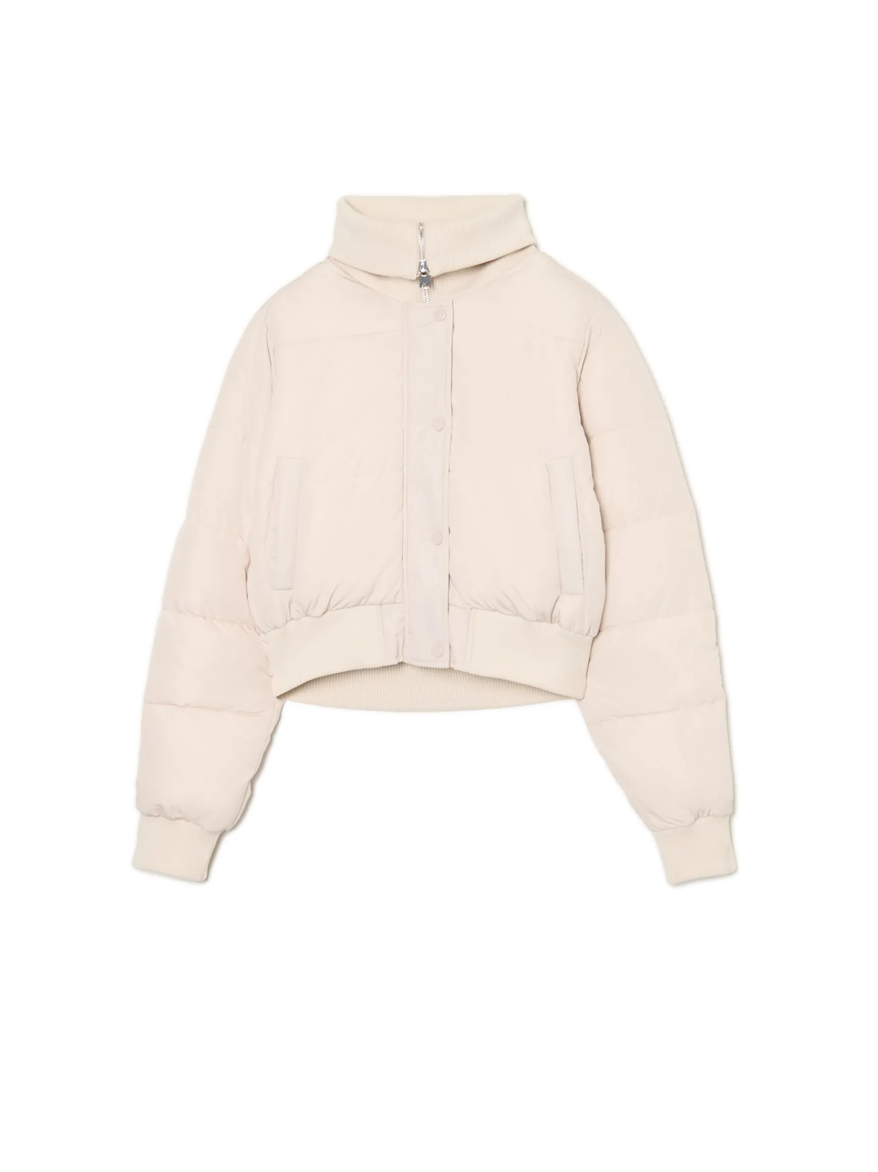 Fashion Cropp Kremowa pikowana kurtka bomber kremowy