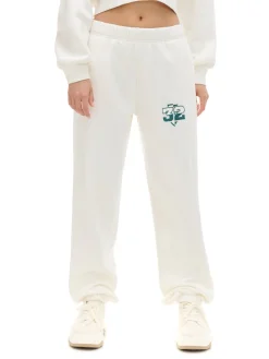 Best Cropp Kremowe dresowe joggery z naszywką kremowy