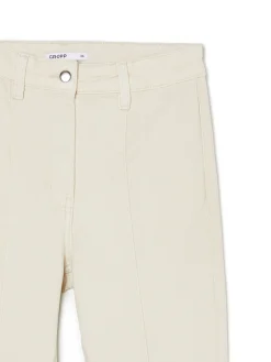 Best Cropp Kremowe spodnie flare kremowy