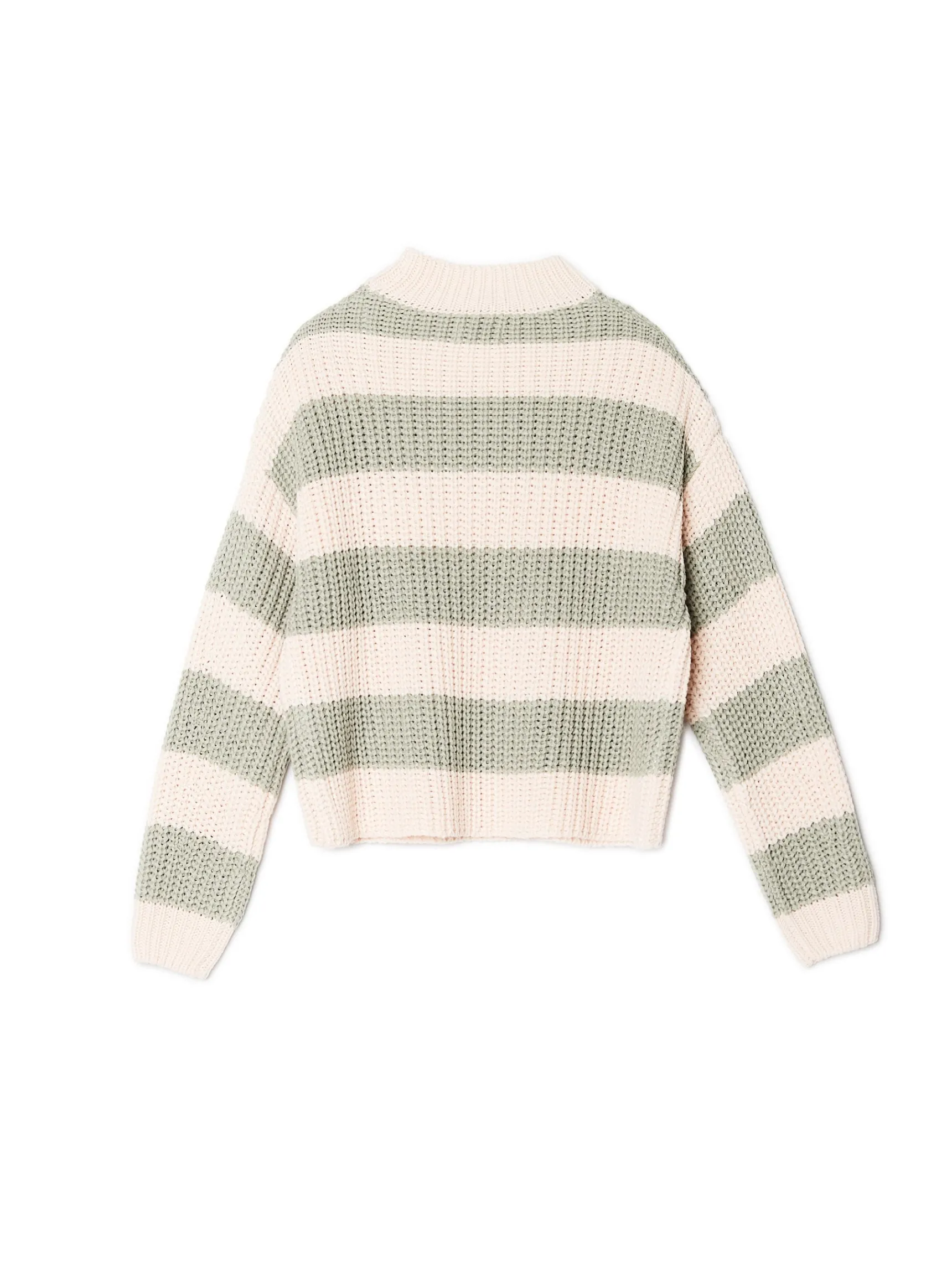 Sale Cropp Kremowo- sweter w paski zielony