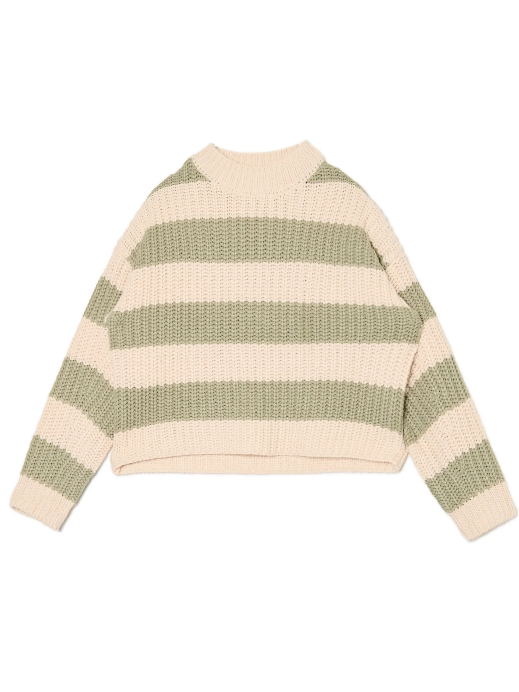 Sale Cropp Kremowo- sweter w paski zielony