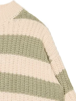 Sale Cropp Kremowo- sweter w paski zielony