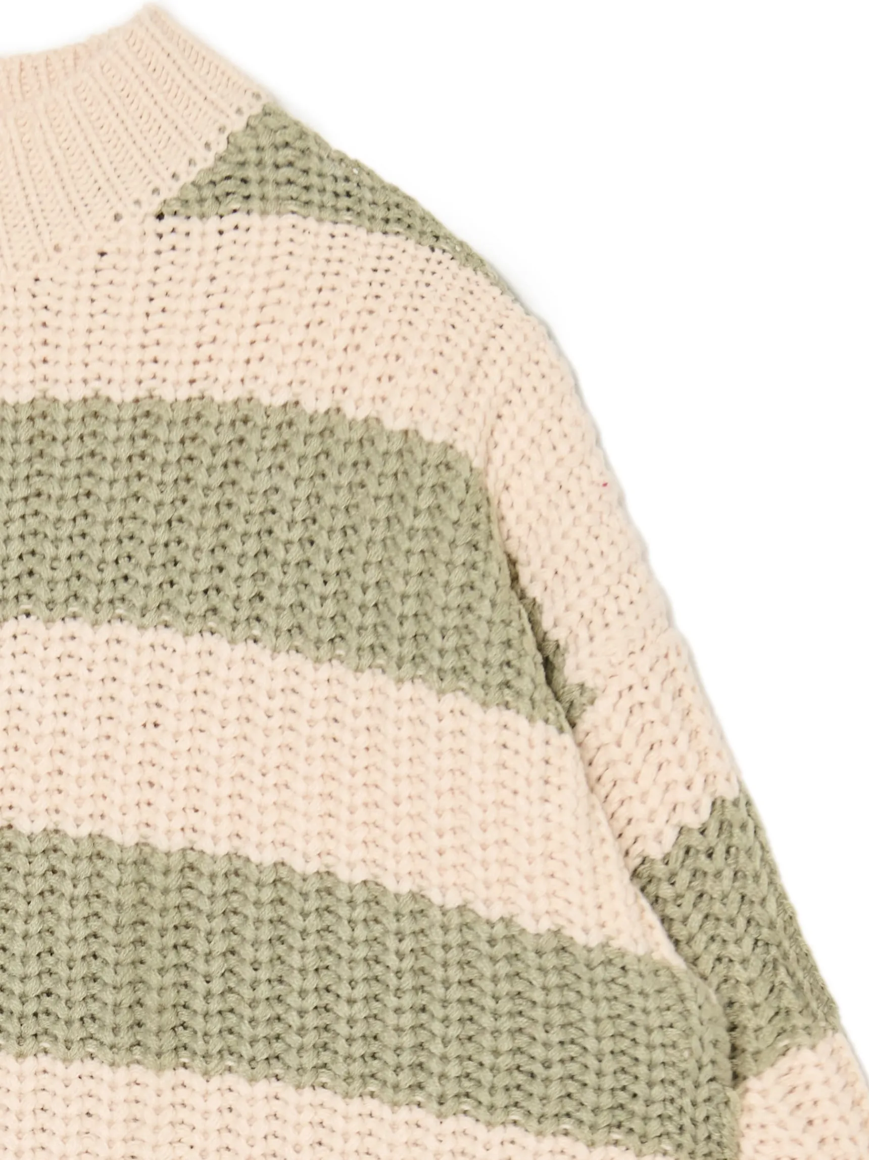 Sale Cropp Kremowo- sweter w paski zielony