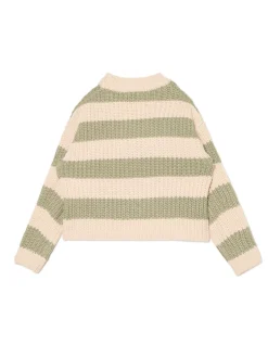 Sale Cropp Kremowo- sweter w paski zielony