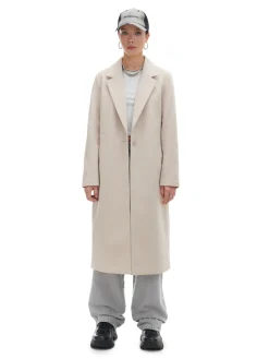 Fashion Cropp długi płaszcz kremowy