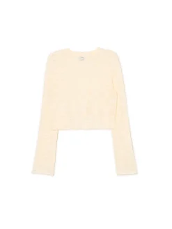Online Cropp krótki sweter kremowy