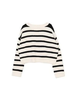 Outlet Cropp sweter w czarne paski kremowy