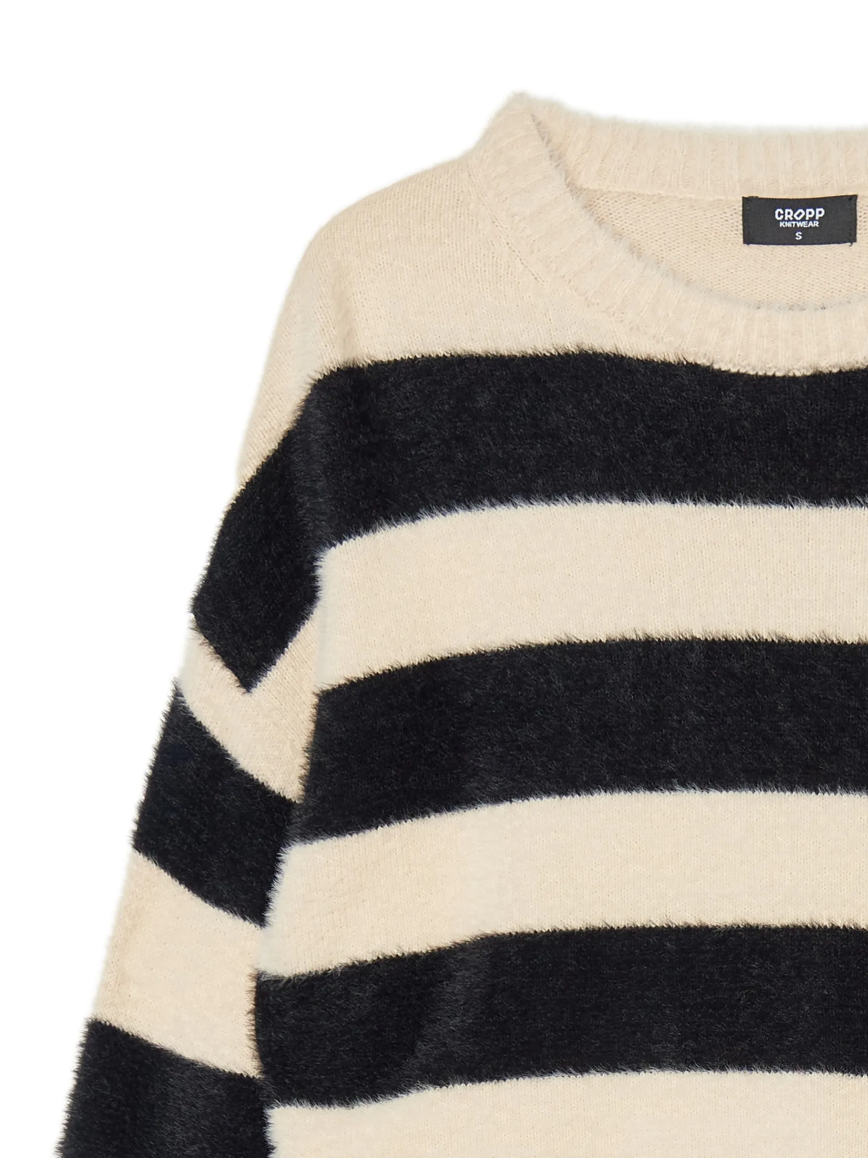 Discount Cropp sweter w czarne paski kremowy