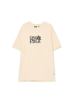 Discount Cropp T-shirt z nadrukiem One Piece kremowy