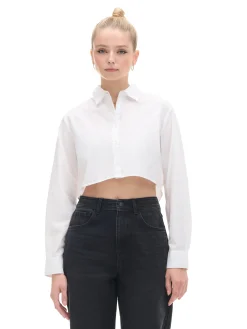 Discount Cropp Krótka biała koszula biały