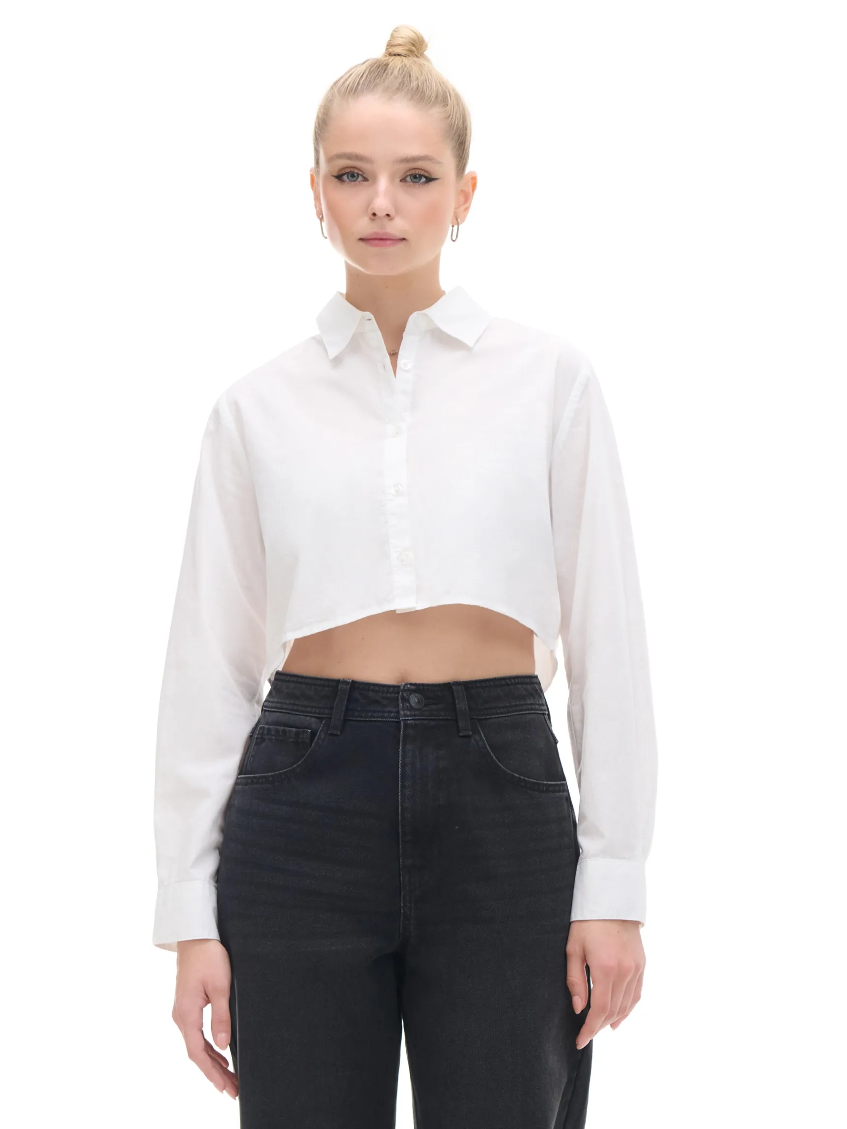 Discount Cropp Krótka biała koszula biały