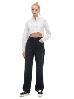 Discount Cropp Krótka biała koszula biały