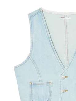 Sale Cropp Krótka jeansowa kamizelka niebieski