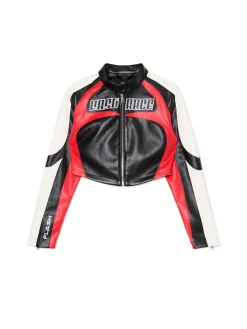 Clearance Cropp Krótka kurtka w stylu racing czerwony
