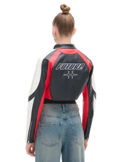 Clearance Cropp Krótka kurtka w stylu racing czerwony