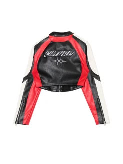 Clearance Cropp Krótka kurtka w stylu racing czerwony
