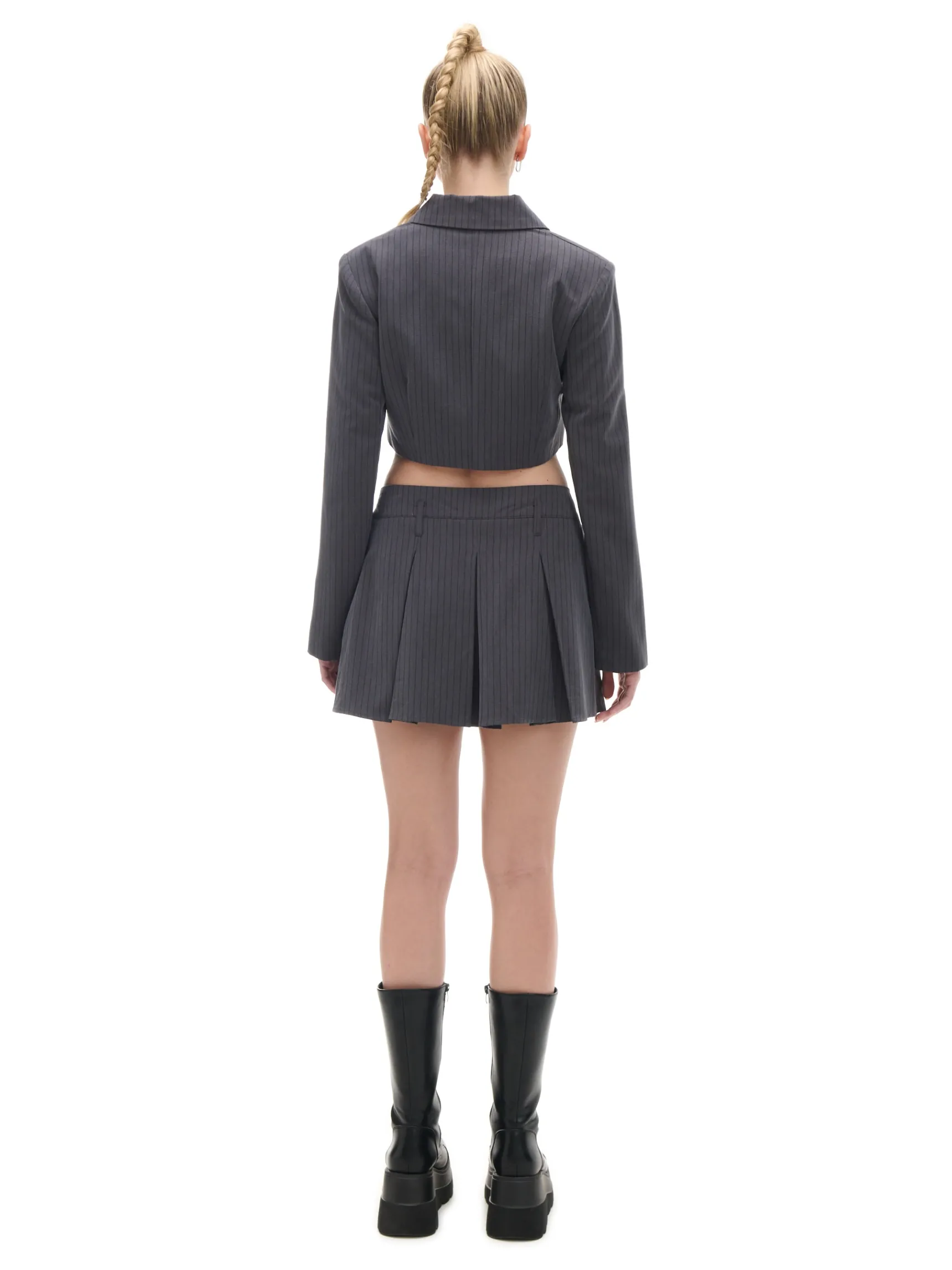 Fashion Cropp Krótka marynarka w paski szary