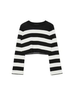 New Cropp Krótki sweter w paski czarny