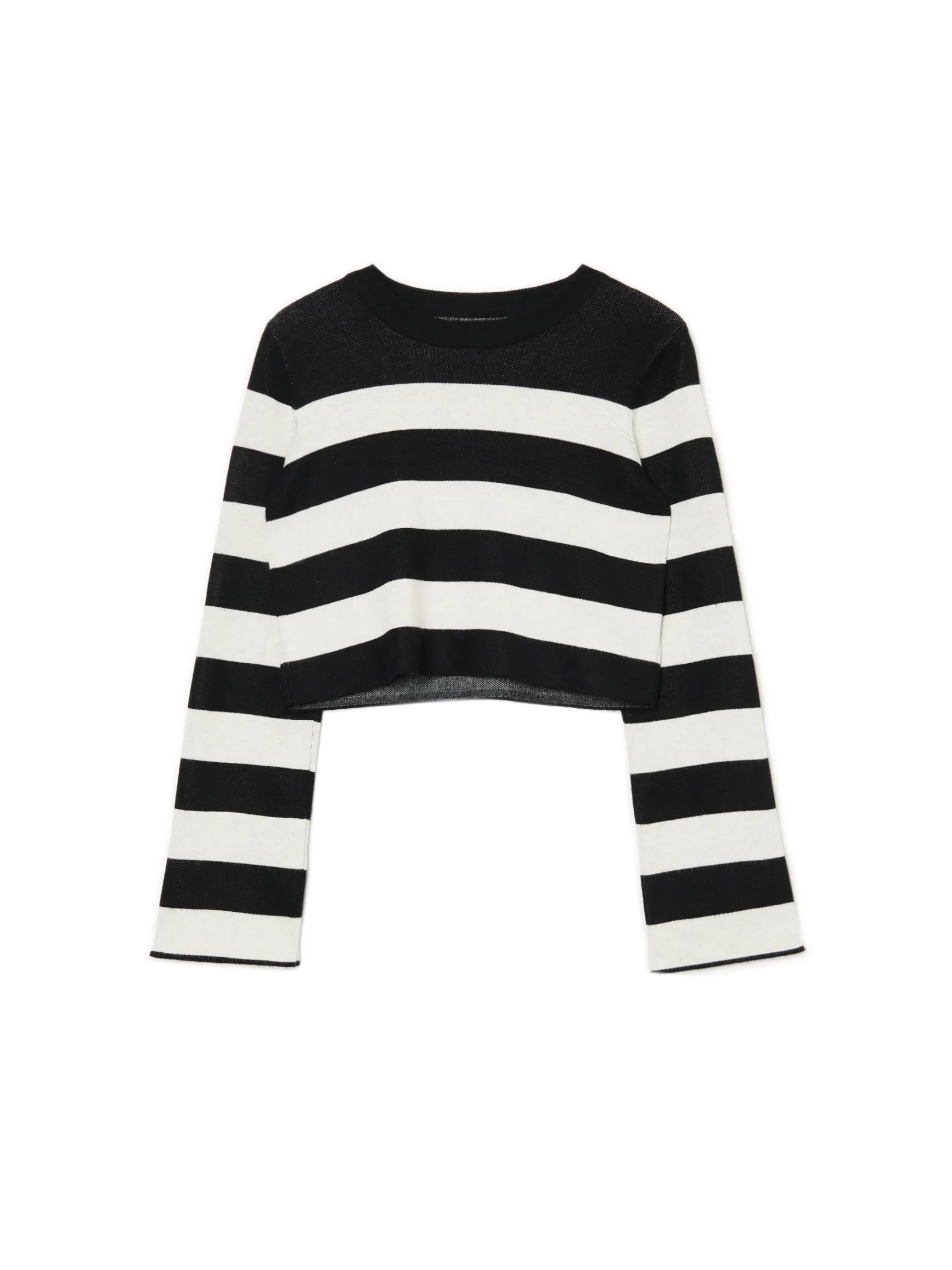 New Cropp Krótki sweter w paski czarny