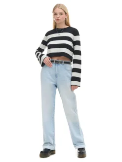 New Cropp Krótki sweter w paski czarny