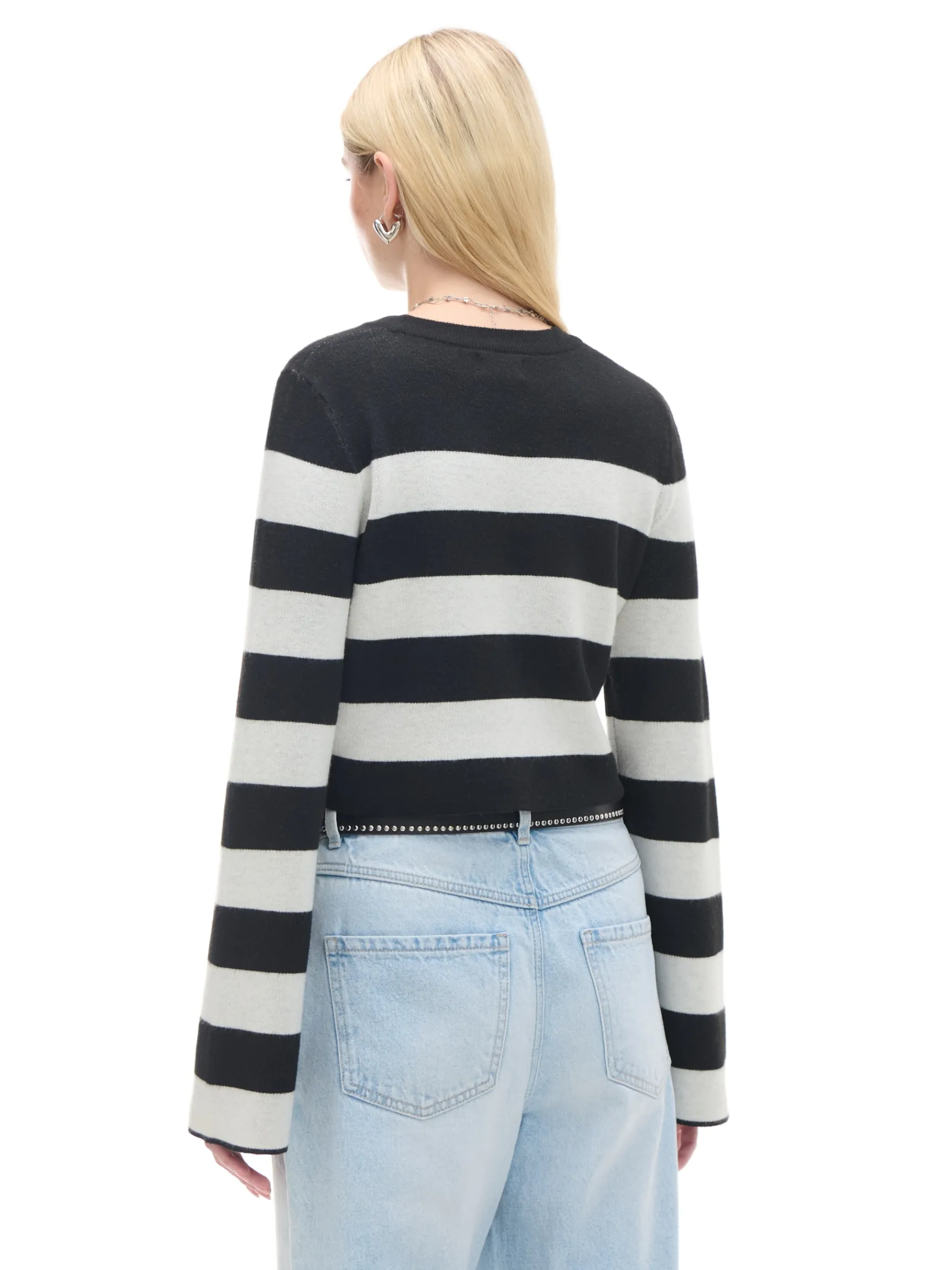 New Cropp Krótki sweter w paski czarny