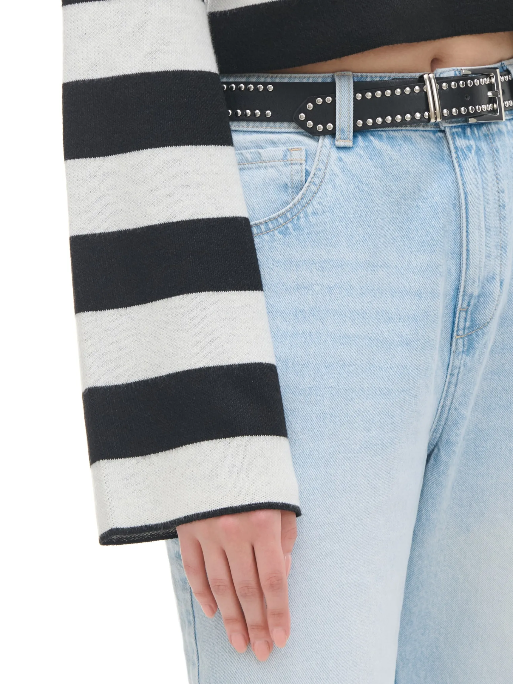 New Cropp Krótki sweter w paski czarny
