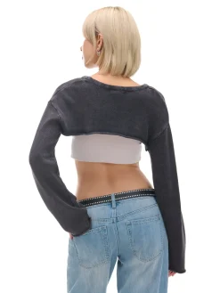 Hot Cropp Krótki sweter z agrafkami czarny