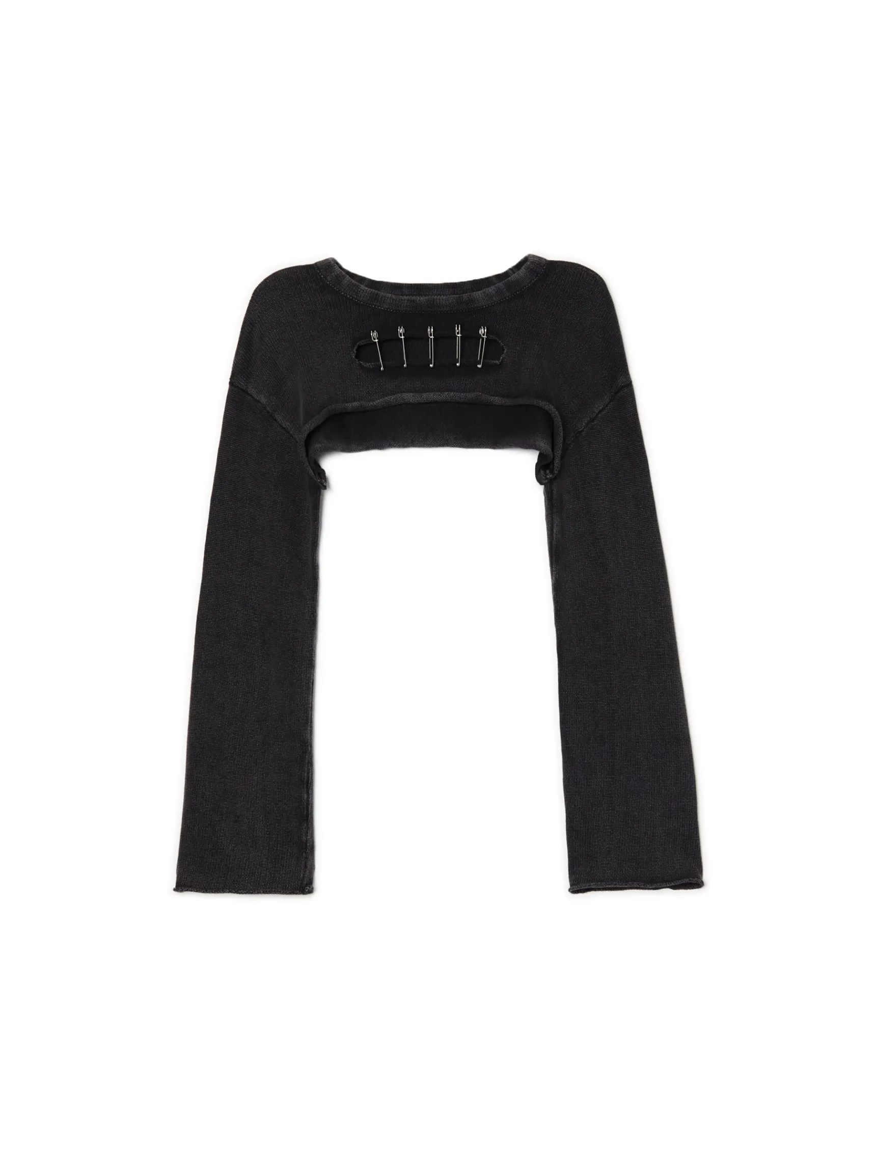 Hot Cropp Krótki sweter z agrafkami czarny