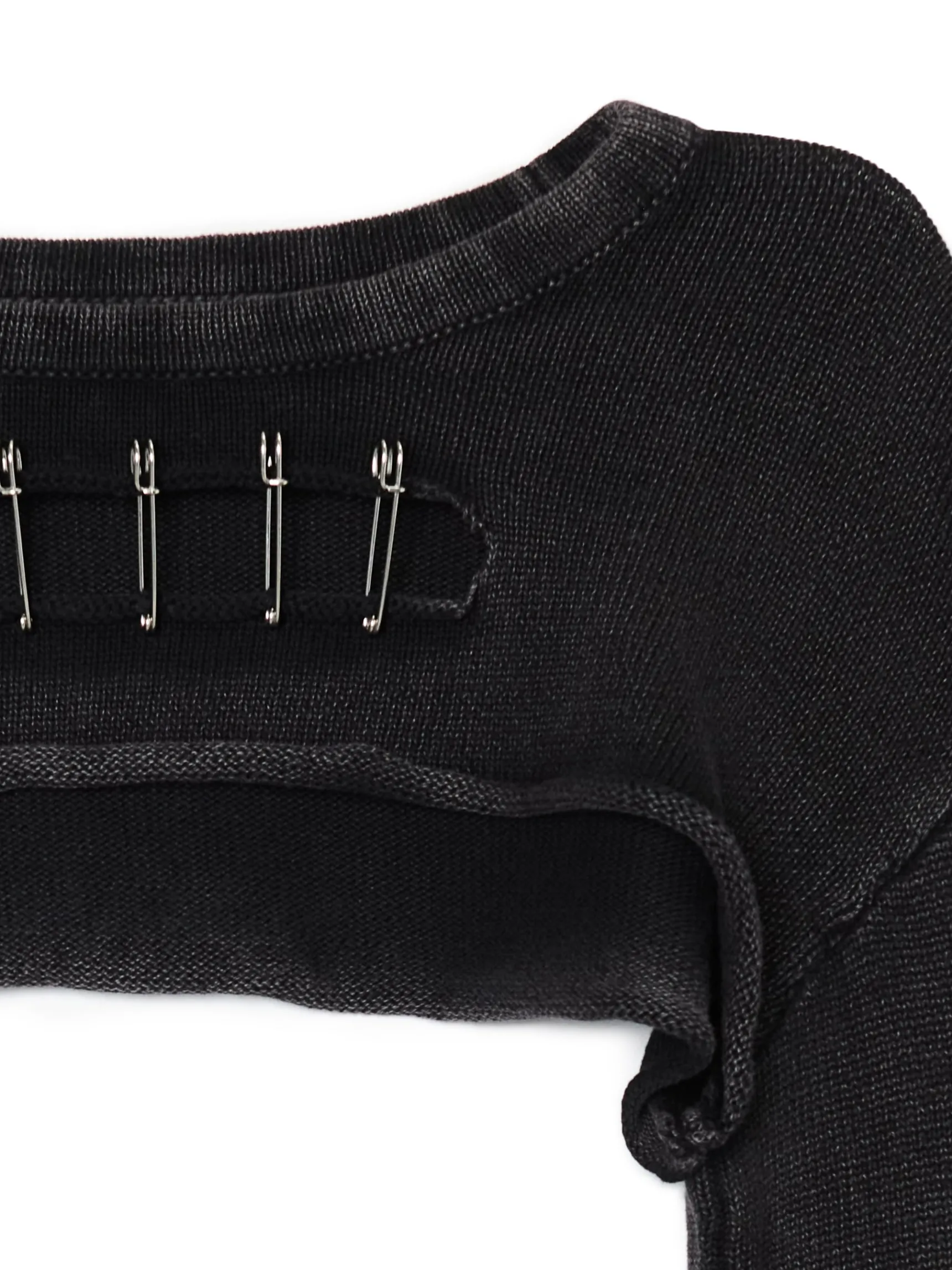Hot Cropp Krótki sweter z agrafkami czarny