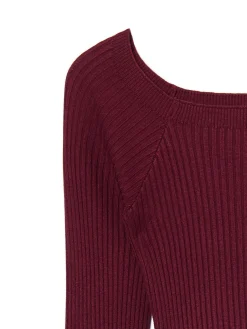 Fashion Cropp Krótki sweter z odkrytymi ramionami kasztanowy